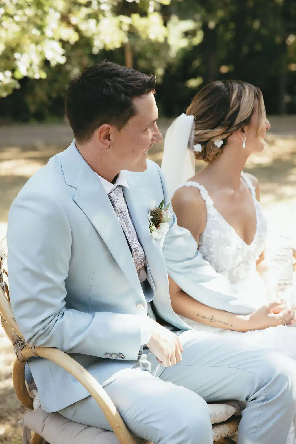 costume mariage guinguette couleur bleu clair